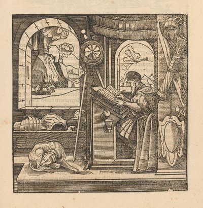 Adam bir yazı masasında by Hans Schäufelein (possibly)