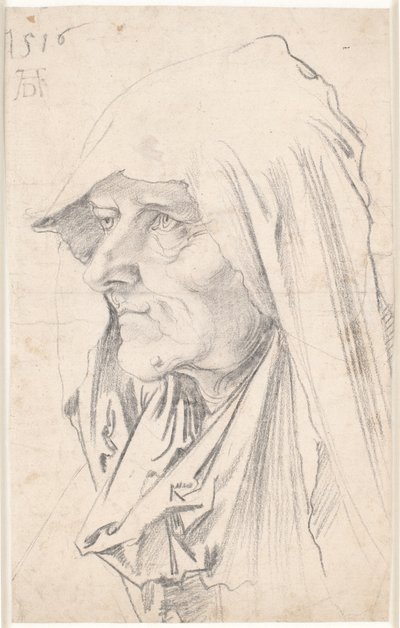 Soldaki profilde yaşlı bir kadının portresi by Hans Schäufelein