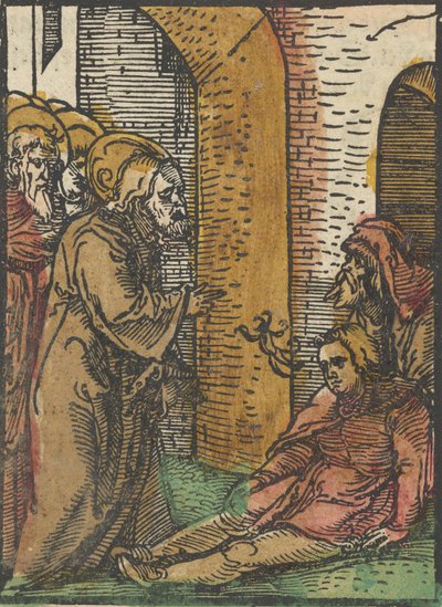 Sahip Olunanları İyileştiren İsa, Das Plenarium, 1517. by Hans Schäufelein the Elder