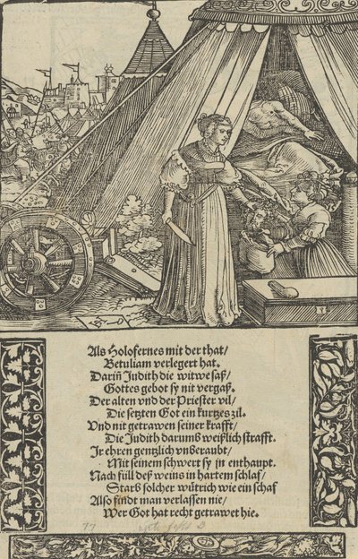 Holophernes Başkanı ile Judith, Das Büchle Memorial, 1533. by Hans Schäufelein the Elder