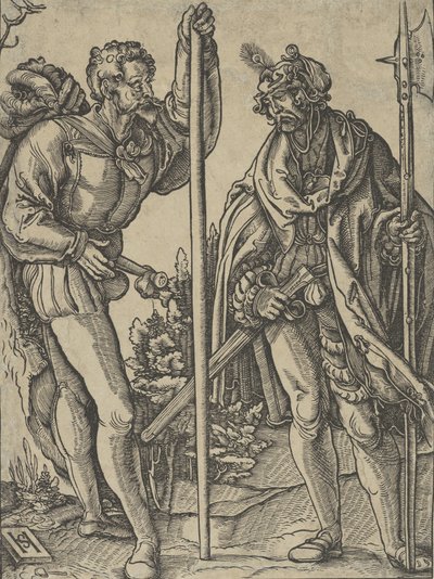 Lance ve Halberd Conversing ile İki Asker, yaklaşık. 1515. by Hans Schäufelein the Elder