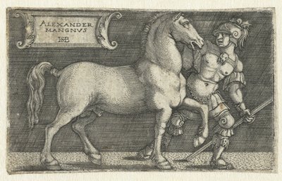 Büyük İskender atı Bucephalus ile Alexander Mangnvs (nesne üzerindeki başlık) by Hans Sebald Beham
