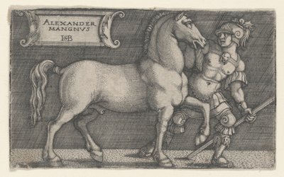 Büyük İskender Bucephalus, c.1531-1550 (gravür) by Hans Sebald Beham