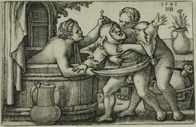 soytarı ve iki banyo kadın by Hans Sebald Beham