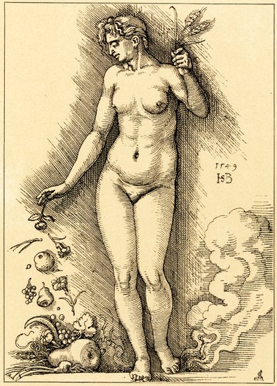 Ceres, serpme meyveler by Hans Sebald Beham