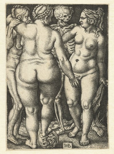 Ölüm ve üç ayakta çıplak kadın by Hans Sebald Beham