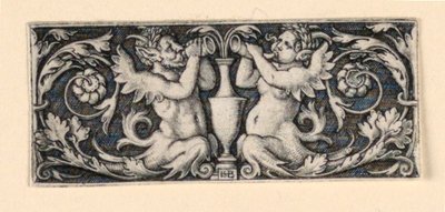 Erkek ve dişi Tritonlarla çevrili bir vazo ile friz by Hans Sebald Beham
