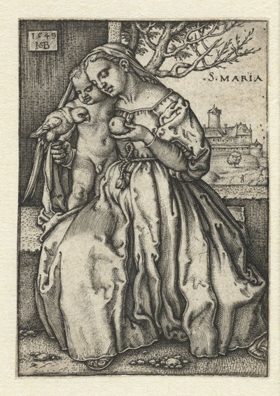 Çocuklu Meryem, Papağan ve Armut by Hans Sebald Beham