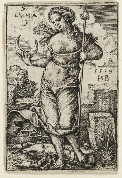 Ay, Zodyaklı Yedi Gezegenden yedinci plaka by Hans Sebald Beham