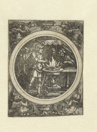 Mucius Scaevola sağ eli ateşin içinde by Hans Sebald Beham