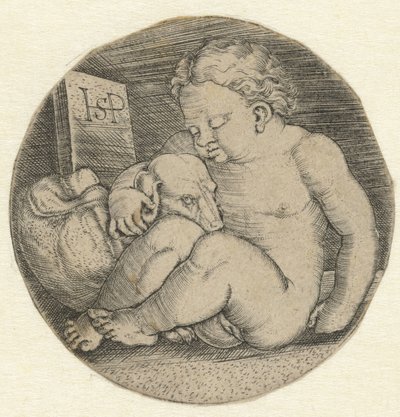 Bir köpek ile çıplak kız by Hans Sebald Beham