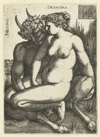 Nessus en Deïnira Nessvs Deianira (nesne üzerindeki başlık) by Hans Sebald Beham