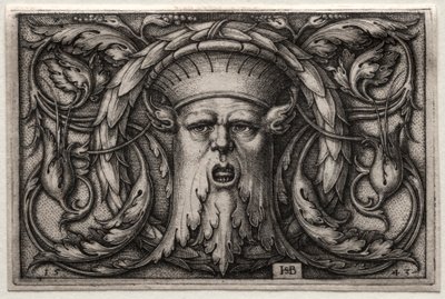 Satyrs Baş ve Çelenk Süsü, 1543. by Hans Sebald Beham