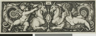 İki Cin Binen Kimerik Canavarla Süsleme by Hans Sebald Beham