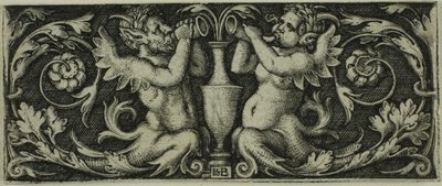 Dört Vinyetten İki Tritonlu Süsleme by Hans Sebald Beham