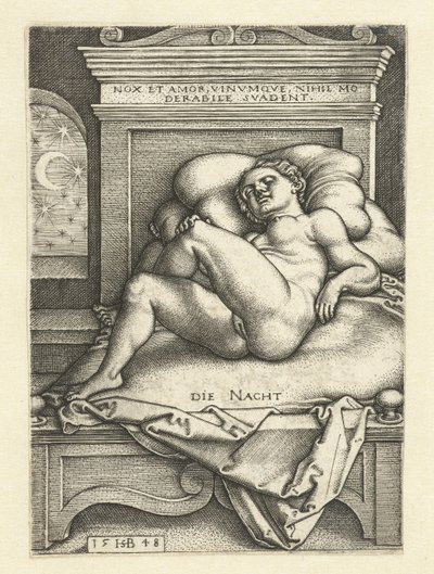 O Gece Uyuyan Çıplak Kadın (nesnedeki başlık) by Hans Sebald Beham