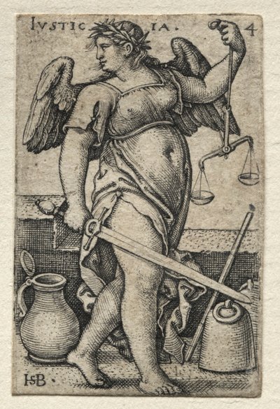 Tanrı Bilgisi ve Yedi Ana Erdem: Adalet - Justicia. by Hans Sebald Beham