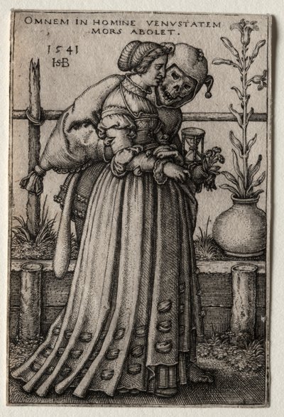 Bir aptal gibi maskelenen ölüm leydisi by Hans Sebald Beham