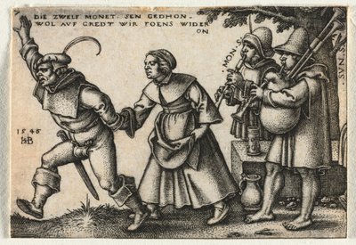 Köylü Düğünü veya On İki Ay: No. 7, 1546. by Hans Sebald Beham