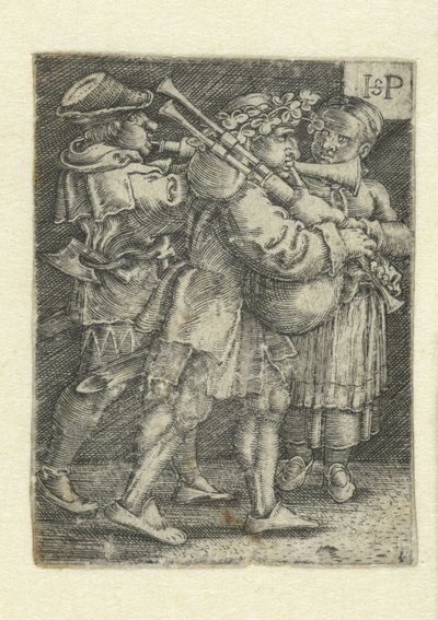 İki müzisyen ve bir kız by Hans Sebald Beham