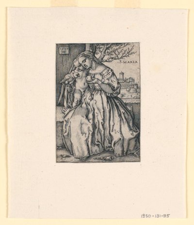 Papağanlı Bakire ve Çocuk by Hans Sebald Beham