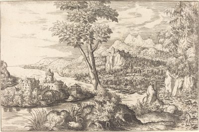 Üç Adamlı Manzara, c. 15581559. by Hans Sebald Lautensack