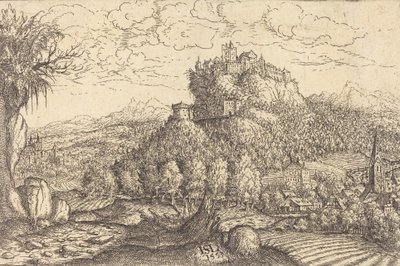 Merkezde Kaleli Manzara, 1553. by Hans Sebald Lautensack