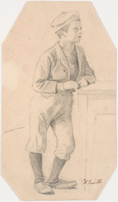 Bir masaya yaslanmış çocuk by Hans Smidth