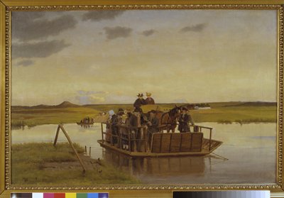Gudenåen nehri boyunca bir feribot by Hans Smidth