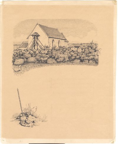 St. St. Blicher: "Biyiği". F.o.: stendige arkasındaki kilise; f.n.: kürekle mezar yeri (?) by Hans Smidth