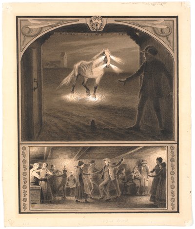 St. St. Blicher: "Biyiği". Bütün At ve Biçenler; f.n.: çiftlik evinde dans etmek by Hans Smidth