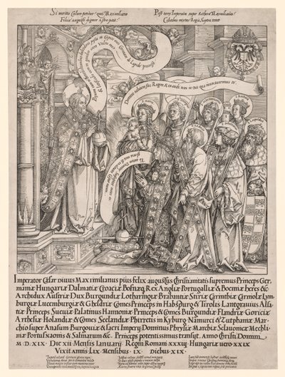 Koruyucu Azizleri Tarafından Yüce Allah'a Sunulan İmparator Maximilian by Hans Springinklee