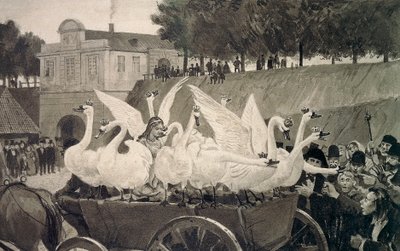 Yabani Kuğular, Hans Tegner (1853-1932) tarafından Hans Christian Andersen (1805-1875) tarafından peri masalı için illüstrasyon by Hans Tegner
