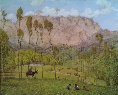 Carrara yakınlarındaki manzara. 1910 civarında by Hans Thoma