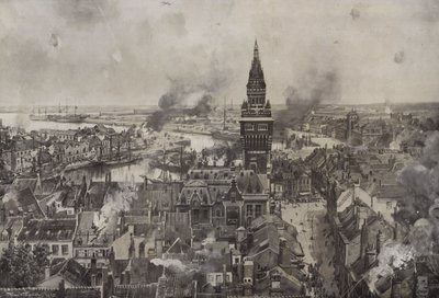 Dunkirk bombardımanı (lito) by Hans W. (after) Schmidt