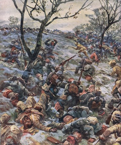 Fransız cephe hattının çöküşü, The Illustrated History of the World War 1914-1915 yayınından. tarafından Union Berlagsefellfchaft by Hans W. Schmidt