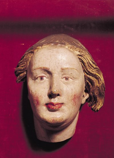 Bir azizin başı, c.1520 (boyalı ahşap) by Hans Weiditz