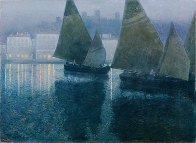 Istria limanında mehtaplı gece by Hans Wilt