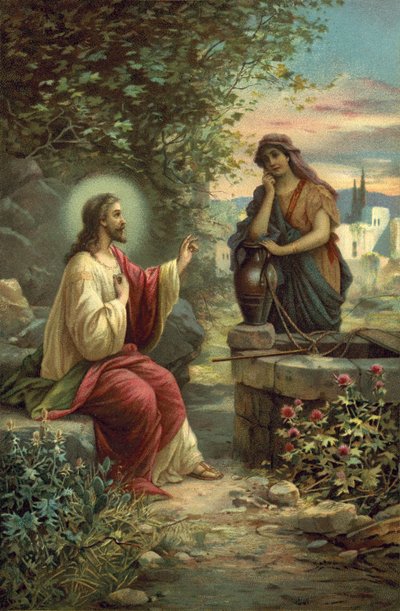 İsa ve Samiriyeli Kadın by Hans Zatzka