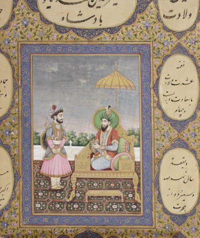 Babür hanedanı şecere albümü, 1855 (kağıt üzerinde opak wc ve altın) by Haqim Ahasan Ullah Khan