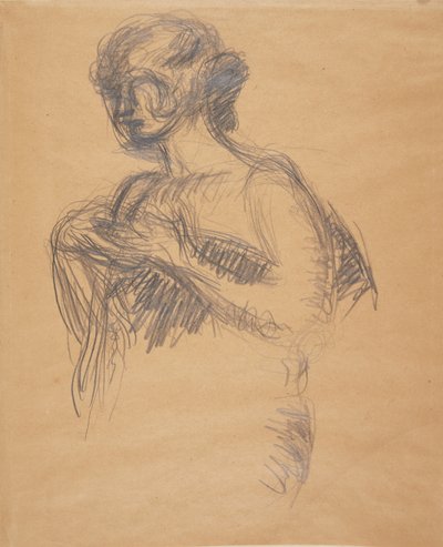 Kadın figürü (Besse, sanatçının eşi). Yarım şekil, sola doğru üç çeyrek profil by Harald Giersing
