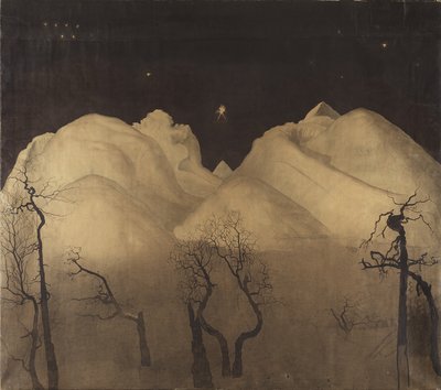 Dağlarda Kış Gecesi. çalışma, 1902-2 by Harald Oscar Sohlberg