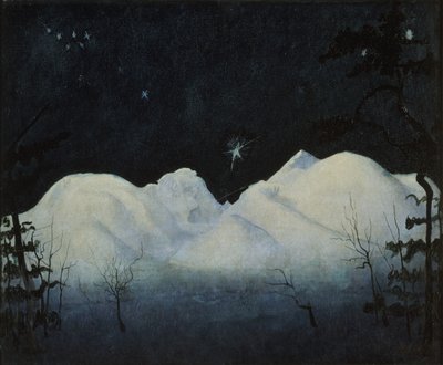 Dağlarda kış geceleri (tuval üzerine yağlı boya) by Harald Oscar Sohlberg