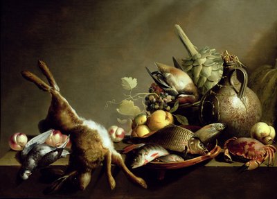 Bir Toprak Sürahi ve Tavşanlı Bir Natürmort by Harmen van Steenwyck