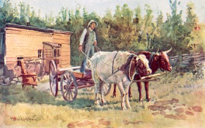 Bir bekarlar kulübesi ve öküz ekibi by Harold Copping