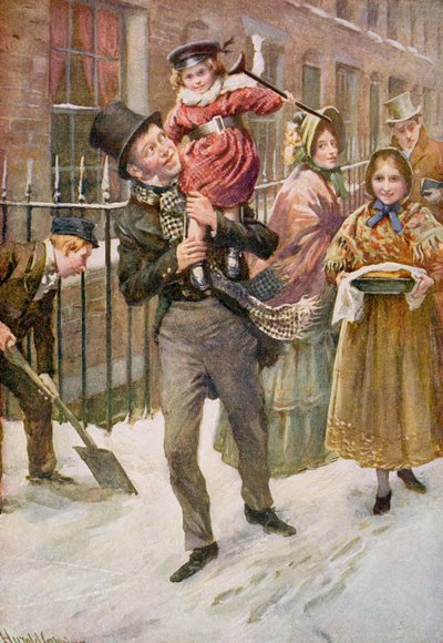 Bob Cratchit ve Tiny Tim, B.W. mat by Harold Copping