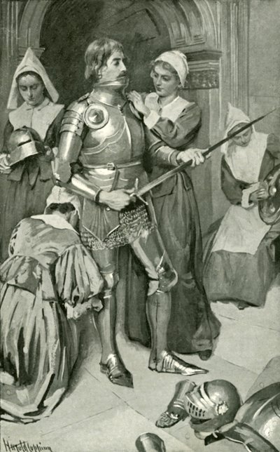 Hıristiyan zırh giymiş by Harold Copping
