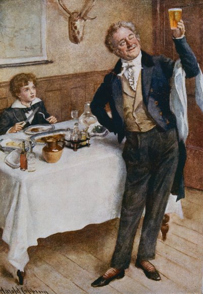 David Copperfield ve Güleryüzlü Garson, BW Matz tarafından derlenen 'Dickens'ten Karakter Eskizleri' için illüstrasyon, 1924 by Harold Copping