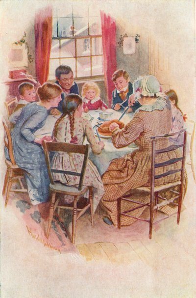 Charles Dickens'ın Noel Şarkısı için İllüstrasyon by Harold Copping