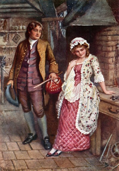 Joe Willet ve Dolly Varden (renkli taş) by Harold Copping